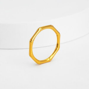 指輪 レディース 変色しにくい チタン鋼製 電気メッキ加工 竹モチーフ ins風 クール系 日韓デザイン おしゃれ 人差し指 ゴールド 幾何学模様