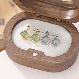 ピアス イヤリング レディース 女性用 S925純銀 金メッキ ブルー翡翠 ひし形 シンプル エレガント 高級感 上品 ファッション デイリーユース オフィス 通勤 秋冬