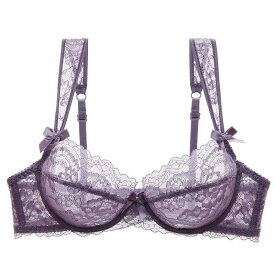 ブラジャー レディース フレンチスタイル 超薄 透明 レース セクシー ワイヤー入り 3/4カップ リフトアップ 脇高 補正 すっきり見せ 通気性 快適