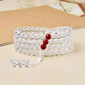 数珠 男女兼用 白水晶 108玉 多重巻き ブレスレット パワーストーン 開運 縁起物 お守り 浄化 厄除け 仏具 新中華風スタイル プレゼント ギフト