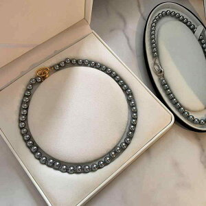 ネックレス レディース パールネックレス シルバーグレー 上品 高級感 フレンチレトロ 18KGP ゴールドメッキ仕上げ シルバー 軽量 普段使い 通勤 オフィス カジュアル フォーマル