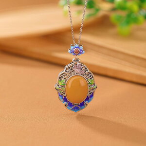 ペンダントトップ 925シルバー 南紅瑪瑙 琥珀 七宝焼 エナメル 透かし彫り カボションカット 蓮 ロータス リーフ フラワーモチーフ レトロ アンティーク オリエンタル