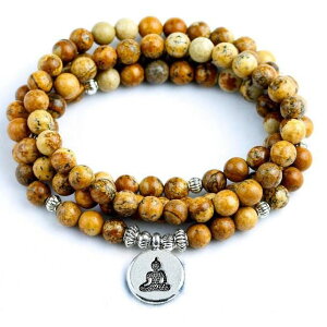 数珠ブレスレット メンズ レディース ユニセックス 瑪瑙 アゲート 108玉 8mm 蓮 ロータス OM 仏陀 アイモチーフ ハンドメイド お守り ラッキーアイテム ネックレス ペンダント チャーム プレゼ