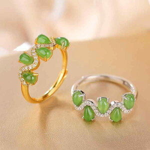 指輪 リング レディース 925シルバー ゴールドメッキ 和田碧玉 玉石細工 レトロ ヴィンテージ 波型デザイン しずく型 丸型 ライン 上品 高級感 おしゃれ 通勤 オフィス カジュアル 春夏