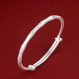 バングル レディース 9999純銀製 ソリッド 竹モチーフ 光沢 マット 彫刻 仕上げ ファッション おしゃれ 通勤 オフィス きれいめ 縁起物 開運 普段使い ヘビロテ ブレスレット