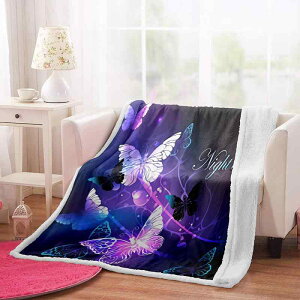 ブランケット 3D 蝶柄 アニメ キャラクター かわいい ふんわり 水晶フリース ポリエステル製 昼寝用 四季兼用 軽量 あたたかい リビング オフィス用 車内 アウトドア キャンプ