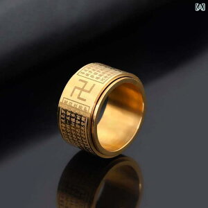 指輪 メンズ 回転式 スムーズ チタン鋼 耐久性 電気メッキ加工 ファッションリング 男性用 リング 卍文字 心経 六字大明咒 蓮花 仏教デザイン お守り レトロ 中国風 幾何学模様 ユニセックス