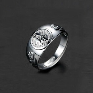 指輪 レディース 999純銀製 福文字 彫刻デザイン 開口部調節可能 フリーサイズ シルバーアクセサリー お母様 お祖母様 シニア向け 誕生日 プレゼント エスニック 開運 お守り