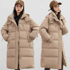 中綿ジャケット レディース 厚手 フード付き ファスナー ポケット 長袖 秋冬 ミドル丈 ゆったり オーバーサイズ シンプル 韓国風 通勤 オフィス カジュアル リラックス コート