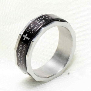 リング 男女兼用 ユニセックス ステンレス製 8mm幅 回転式 十字架 個性的 シンプル 欧米風 電気メッキ加工 ファッション 通勤 普段使い カジュアルスタイル