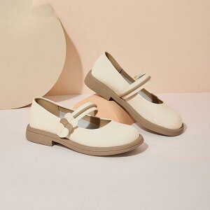 厚底 ヒールアップ効果 スリッポン パンプス レディース メリージェーン ラウンドトゥ ミドルヒール 合成皮革 学院風 かわいい カジュアル 春夏 アイボリー ベージュ ゴム底