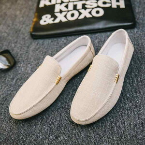 シューズ メンズ ドライビングシューズ スリッポン ローファー 軽量 滑り止め 通気性 柔らかい履き心地 布製アッパー カジュアル デイリーユース 春夏 ラウンドトゥ ゴム底 ブラック オフホ