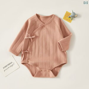 ロンパース ベビー 新生児 赤ちゃん 男女兼用 コットン100% 純綿 肌に優しい フラットシーム 縫い目なし 長袖 前開き ひも結び 春秋冬 パジャマ 部屋着 肌着 インナー カバーオール ボディス