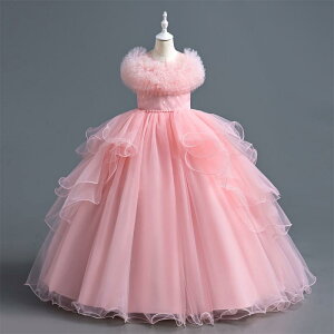 ドレス ワンピース ガールズ 女の子 プリンセスドレス フォーマルドレス ロング丈 レース チュール 発表会 結婚式 パーティー 演奏会 酵素ウォッシュ加工 おしゃれ 春秋 綿混紡 ポリエステ