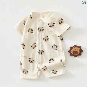 ロンパース ベビー 新生児 男の子 女の子 男女兼用 薄手 軽量 通気性 接触冷感 肌に優しい 縫い目なし 半袖 カバーオール 前開き 綿95% サッカー生地 春夏 かわいい 赤ちゃん 服