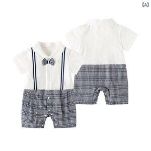 ロンパース 男の子 ベビー 新生児 夏物 半袖 薄手 綿素材 前開き スナップボタン おしゃれ かわいい セレモニードレス お宮参り 100日祝い カバーオール フォーマルウェア