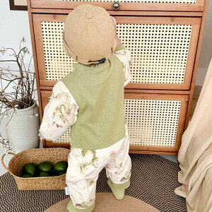 ロンパース ベビー 男の子 新生児 赤ちゃん服 春秋 チャイナ風 重ね着風 綿100% コットン 肌に優しい A類安全基準 長袖 前開き かわいい カバーオール ボディスーツ
