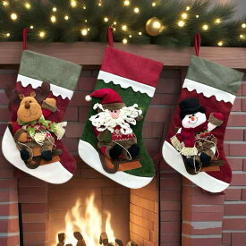 クリスマス飾り 布製 かわいい アメリカンスタイル サンタクロース スノーマン トナカイ クリスマスツリー 吊り下げ クリスマスソックス ギフトバッグ