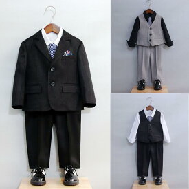 フォーマルスーツ 男の子 ボーイズ キッズ セットアップ ジャケット パンツ ベスト 結婚式 発表会 ピアノ 演奏会 卒業式 入学式 七五三 フラワーボーイ 司会者 衣装 英国風 ブリティッシュ スタイリッシュ コットン 柔らか素材 春秋