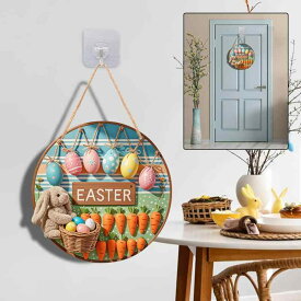 壁飾り イースター うさぎ 木製 玄関 ドアプレート ウェルカムプレート 吊り下げ おしゃれ アメリカンスタイル カラフル 季節の装飾 インテリア雑貨
