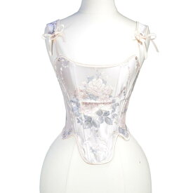 コルセット ビスチェ レディース ボーン入り 補正下着 ウエストシェイプ バストアップ バックレースアップ 肩紐付き 刺繍 フレンチ 宮廷風 クラシカル レトロ オールシーズン 体型補整 ドレスインナー 着回し アクリル