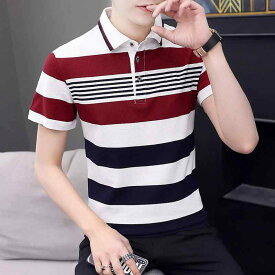 ポロシャツ メンズ 半袖 接触冷感 吸汗速乾 ストライプ柄 スリムフィット 鹿の子 襟付き ビジネスカジュアル 通勤 ゴルフ スポーツ トップス 春夏 グレー グリーン ブルー レッド