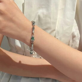 ブレスレット レディース 高級感 シンプル レトロ チタン鋼製 モダンチャイニーズスタイル 国潮風 竹モチーフ 玉飾り ヒップホップ ユニークデザイン オールシーズン 万能