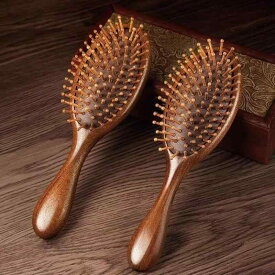 ヘアブラシ 頭皮マッサージ スカルプケア 血行促進 紫檀 木製 エアクッション パドルブラシ 高級感 美髪 艶髪 髪絡まり防止 静電気防止 家庭用