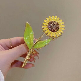 ヘアアクセサリー レディース 夏 ひまわり 合金製 手作り 高級感 大人かわいい 韓国風 大きめ バンスクリップ シャーククリップ まとめ髪 ハーフアップ 髪飾り