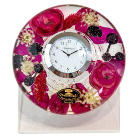 母の日のプレゼントに！！【置き時計】ドリームライトヴァレリーピンクのラナンキュラスがお部屋に華やかさをそえてくれますアクリルスタンド付ドイツ製