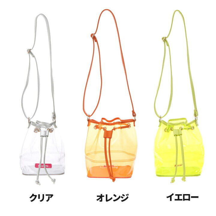 楽天市場 巾着バッグ レディース 夏 海用 かわいい クリアバッグ 海水浴 ショルダー レディース 透明バッグ ロゴ ポップ 巾着 おしゃれ オレンジ イエロー ブランド 可愛い クリア プレゼント 10代 代 Nicoron ニコロン バッグ バッグ 送料無料 セドールjapan