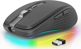 マウス Bluetooth 5.1 ワイヤレスマウス 無線マウス 充電式 2.4GHz光学式 7ボタン 人間工学デザイン 4DPIモード 最大2400DPI 7色ライト付き 省エネルギー 高精度 小型 持ち運び便利 日本語取扱説明書付き