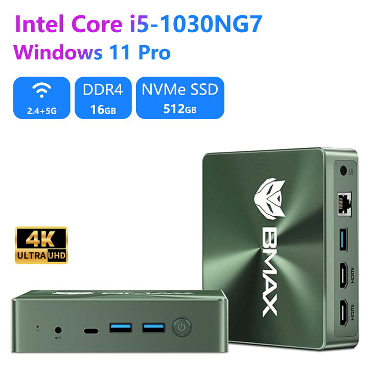 楽天市場】BMAX ミニPC 16GB DDR4 512GB NVMe SSD Intel Core i5 