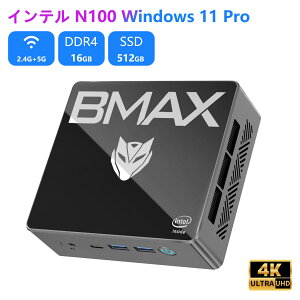 BMAX ~jPC Intel N100 Windows 11 Pro 16GB DDR4 512GB SSD Linux(Ubuntu) mini PC ő3.4GHz 4RA4Xbh g\ É Lxȃ|[g 4K60Hz 3ʓo Type-C HDMI*2/USB*4/ Wi-Fi 5 / 2.4+5G/BT4.2/ RJ45-1000M-LAN