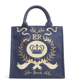 Harrodsハロッズ　Small Queen's Platinum Jubilee Shopper Bag ・エリザベス女王 クイーンプラチナジュビリートートバッグ（ネイビー）スモールサイズ