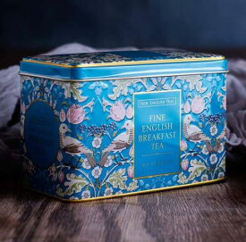 【NEW ENGLISH TEA】ソングトラッシュ缶　ティールブルー（The Song Thrush Classic Tea Tin- Teal ）ティーバッグ40個入り