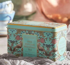 【NEW ENGLISH TEA】ソングトラッシュ缶　ミントグリーン（The Song Thrush Classic Tea Tin- Mint Green ）ティーバッグ40個入り