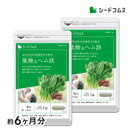 葉酸＆ヘム鉄　 カルシウム ビタミン 入り《約6ヶ月分》ネコポス送料無料【サプリメント】サプリ/葉酸サ…