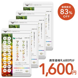 【7/19開始★クーポンで1,600円】マルチビタミン＆マルチミネラル　約12ヶ月分 送料無料 サプリ サプリメント 健康 美容 ビタミンA ビタミンB ビタミンC ビタミンD ビタミンE 葉酸 ナイアシン 鉄 亜鉛 カルシウム マグネシウム 銅 ヨウ素　/D0818