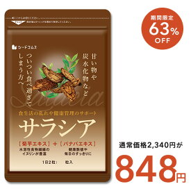 【10/10 23:59終了★タイムセールで848円】サラシア 約3ヶ月分 送料無料 サプリ サプリメント ダイエットサプリ 美容 菊芋 バナバ サラシノール コタラノール マニジフェリン エピカテキンガレート ダイエット さらしあ