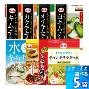 5袋【ファーチェ】選べるキムチ素シリーズ 「7種類」混ぜるだけ!キムチ漬けが約60分で出来上がる「キムチ、カクテキ、オイキムチ、白キムチ、水キムチ、ヤンニョンジャン、チョレギサ