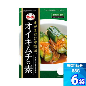 6袋【ファーチェ】オイキムチの素 「88g」 混ぜるだけ!キムチ漬けが約60分で出来上がる きゅうりキムチ 野菜 1kg分