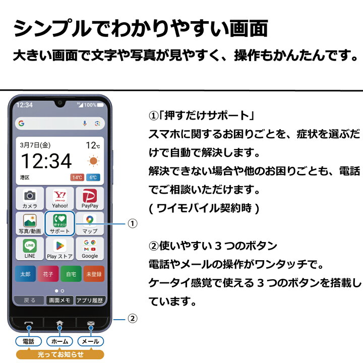 楽天市場】【 新品同様 】 SIMフリー かんたんスマホ4 A402ZT ワイ 
