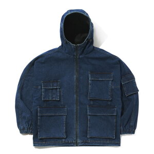 24-25 BSRABBITyr[GXrbgzDSXBS WAX REAL DENIM 5 POCKET HOODED JACKET DEEP BLUEyKiz