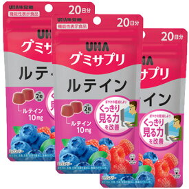 【全商品ポイント10倍 5/15(金)0:00〜23:59】UHA味覚糖　UHAグミサプリ　ルテイン　20日分×3個　（送料無料）（ポストB）
