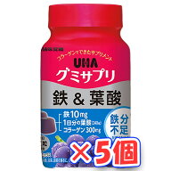 UHA味覚糖　UHAグミサプリ　鉄＆葉酸　ボトル　30日分×5個