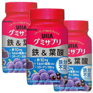 UHA味覚糖　UHAグミサプリ　鉄＆葉酸　ボトル　30日分×3個
