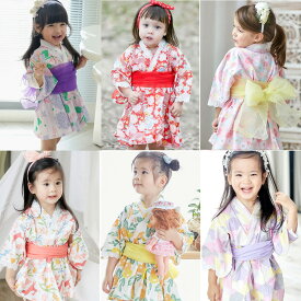 浴衣 子供 キッズ 女の子 浴衣ドレス キッズ浴衣2点セット 浴衣 セット 帯 子供浴衣 子供服 キッズ ベビー 女の子 浴衣 ワンピース ふわふわ ゆかた こども用 子ども ゆかた ゆかたドレス オリジナル柄 花柄 90 100 110 120 130