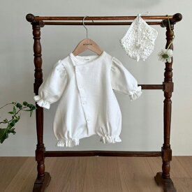 【楽天1位連続受賞】部分即納 退院着 セレモニーロンパース セレモニードレス 女の子 ロンパース 新生児 赤ちゃん ベビードレス 長袖 コットン リングガール ナチュラル 出産祝い 退院祝い ベビー服 可愛い かわいい ギフト お宮参り セレモニー ユニセックス