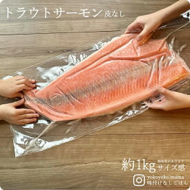 お刺身 サーモン 刺身 1kg 冷凍 ワンフローズン 約900g～ 1000g 皮はぎ加工済 トラウトサーモン